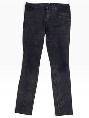 Yest European Black Copper Shimmer Statement Jeans Stretch Slim Fit Size 8 10